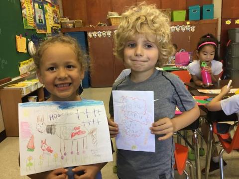 First grade students made cards for Shut-ins and people who are ill or in the hospital. 